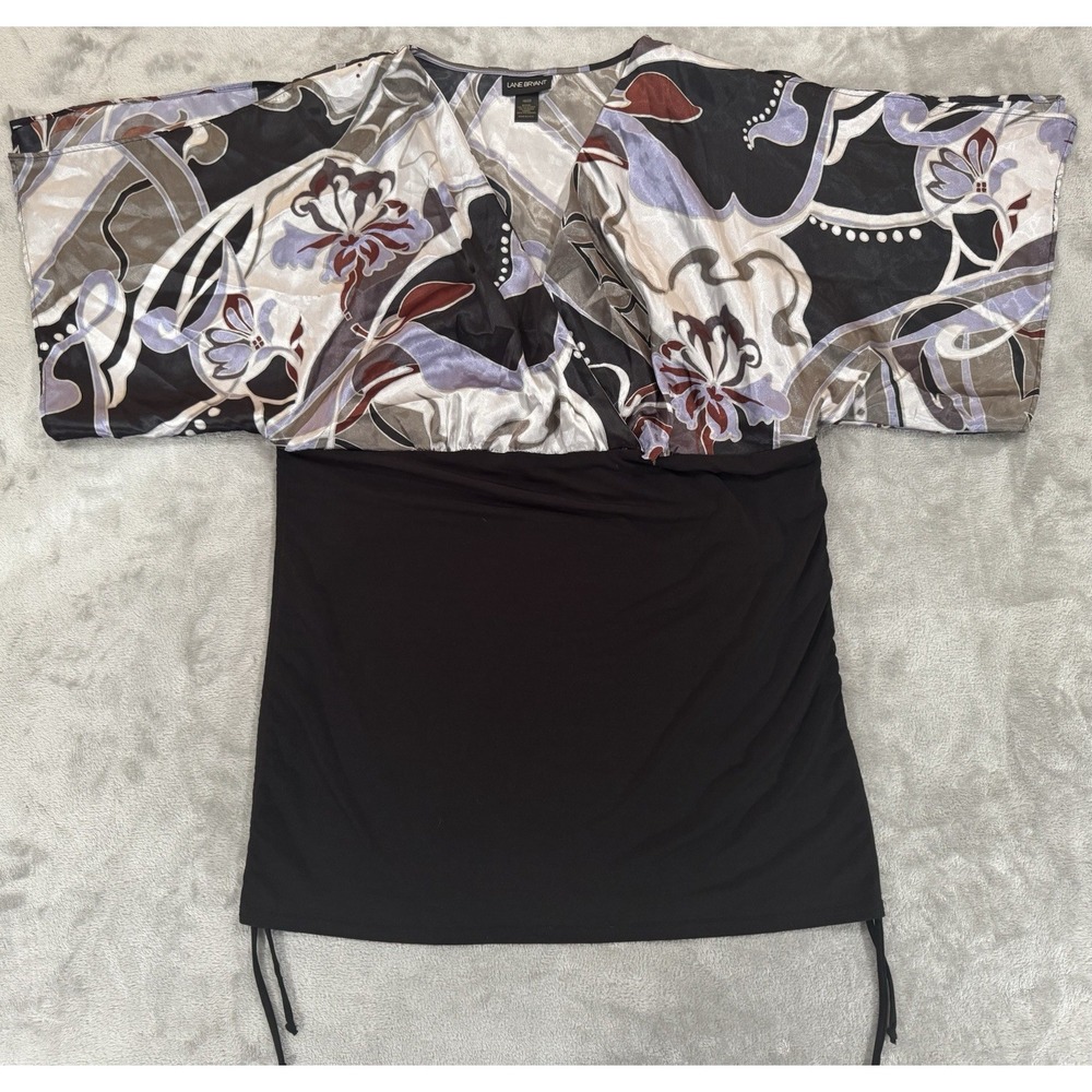 Lane Bryant Shirt Womens Plus 18 20 Surplice V Neck Tunic Split Sleeve Stretch